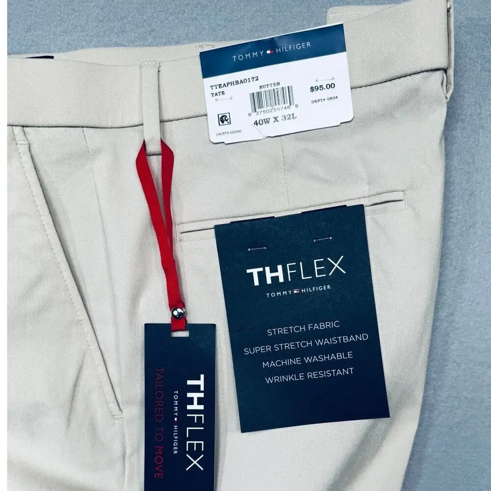 Tommy Hilfiger Men's Modern-Fit Solid Dress Pants - Butter 40x32 $95